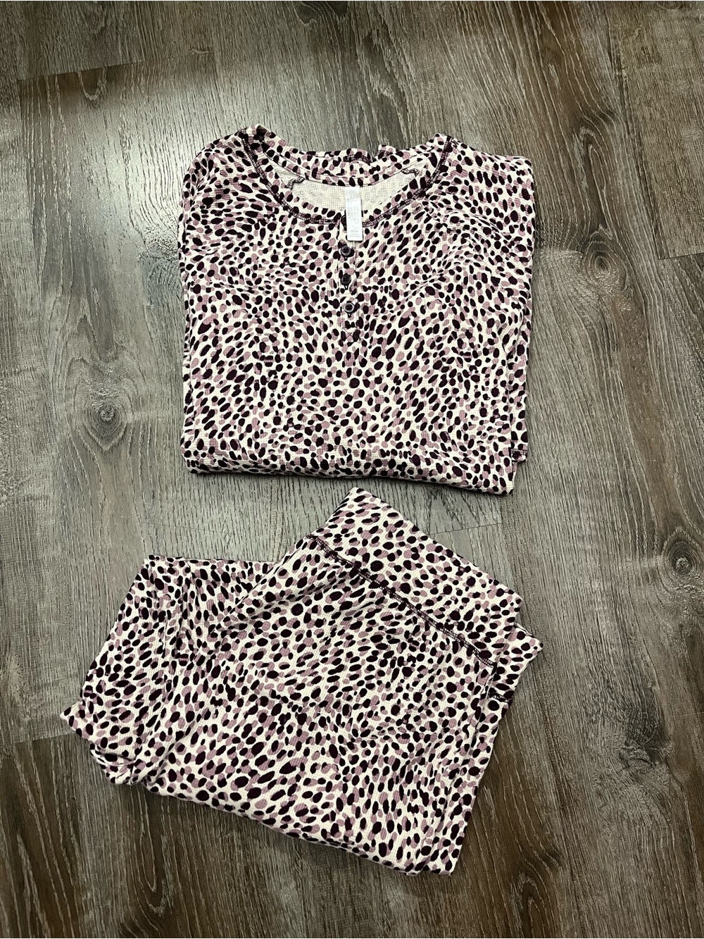 Cacique Pink and Black Leopard-Print Pajama Set